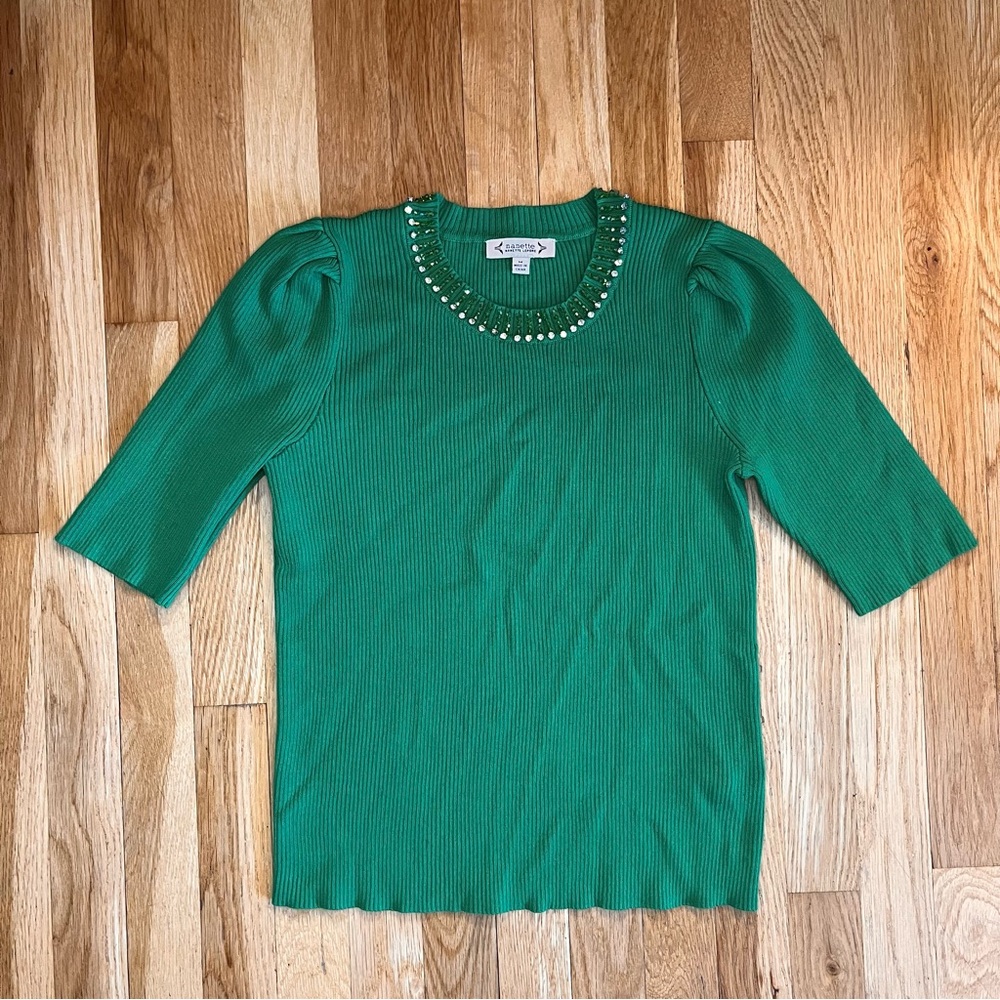 Nanette Lepore Emerald Beaded Sweater